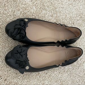 Black leather flats, Torrey Burch